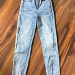 American Eagle Sz 00  Highest Rise Jegging Crop Distressed Acid Washed Jeans Photo 0