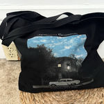 Jackson Browne 70s Late For The Sky Black cotton album cover vintage car tote Photo 0