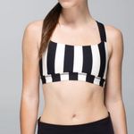 Lululemon Inner Heart Bra Straightup Stripe Black Angel Wing Flowabunga sz 6 Photo 0