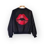 Lauren Moshi HTF: new  ᨎ Trishelle Bandana Lip Satin Bomber Jacket ᨎ Black Large Photo 12