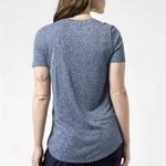 Athleta BLUE MICRO CHEETAH V-NECK SHORT SLEEVE BREEZY TEE SHIRT Photo 1