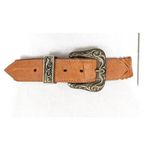 ✨Vintage Milor brown wide leather laser cut western buckle Sz M/L belt✨ Photo 3