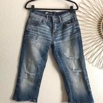 BKE NWT  Aiden Blue Faded Wash White Distressed Ripped Denim Jeans Capris Shorts Jorts Slim Fit Low Rise #Grunge #Biker #Gothic #Emo #Subversive  Photo 0