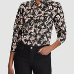 Ralph Lauren Lauren Courtenay black with pink floral design top size small Photo 0