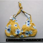 Yellow Floral Padded Halter Tie Knot Boho Swim Sports Bra Bikini Top L Large Photo 4