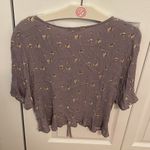 American Eagle Ruched Front Floral Short Sleeve Tee Photo 2