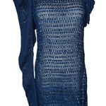 Magda Butrym Crochet Cotton Leather One Sleeve Mini Dress Navy size 36 / US 4 Blue Photo 0