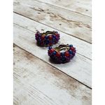 Vintage Clip On Earrings Half Hoop Extra Large Fruit Like Colors Statement Photo 11