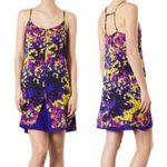 Topshop Colorful Abstract Print Strappy Slip Mini Dress Purple Yellow Size 2 Photo 2