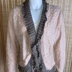 Chico's Pale Peach & Brown Ruffle Open Front Cardigan Size M Photo 1