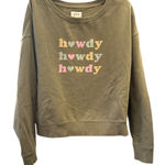 Pact  Olive Sweatshirt with Pastel 'Howdy' Graphic Size Lg Photo 0