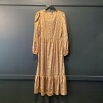 Never Fully Dressed long sleeve foil mettalic gold spot midi maxi ruffle dress 8 Photo 2