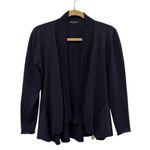 Eileen Fisher 100% Merino Wool Draped Open Front Knit Cardigan Sweater Dark Blue Photo 0