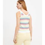 Loft 🆕 Striped Button Sweater Tank in Knit Rainbow Stripe Photo 2