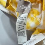 Chico's Chico’s Soft Yellow and White Watercolor Gingham Oblong Angled Scarf Photo 1