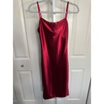 Satin Slip Dress Cowl Neck Sleeveless Midi Dress Party‎ Cocktail Size S Red Photo 4
