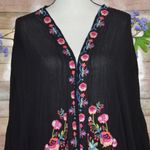 Umgee Womens Black Open Front Floral Embroidered Cardigan Cover Up Size M/L Photo 3