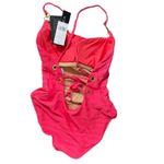 La Blanca  Linea Costa Cross Back One‎ Piece Swimsuit 10 Coral Photo 5