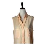 Side Stitch Shirt Women Medium Orange Peach Tencel‎ Sleeveless ButtonDown NWT Photo 2