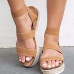 Tan Camel Strappy Espadrilles Size 7 Photo 0