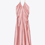 ZARA  gathered Elegant Pink Maxi Dress flowy evening party cocktail wedding dress Photo 10