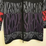 Icelandic Designs Cardigan Sweater Womens Small Wool Floral Gray Full Zip Knit * Photo 3