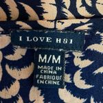 I Love H81  Multicolor Bateau Neck 3/4 Sleeve Elastic Waist Printed Blouse Top M Photo 4