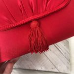 La Regale Vintage  Red Satin Crossbody Tassel Bag Photo 2