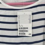 H&M L.O.GG Shirt Size 4 Women's Short Sleeve Stripes Nautical Navy White NWT Photo 2
