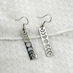 Moon Phase Bar Silver Earrings, Astronomy Gifts, Gift Giving, Celestial Earrings Photo 1
