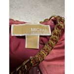 Michael Kors  Dusty Rose Chain Neck Silk Satin Long Sleeve Smocked Waist‎ Dress Photo 4
