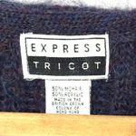 90s Express Tricot M/L Fuzzy Mohair Cardigan Grandpa Sweater Ribbed Knit Grunge Purple Size undefined Photo 8