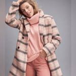 Loft NWOT  Plaid Double Breasted Coat Pink Gray Wool Blend Gorpcore Outdoor Sz M Photo 2