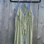 Anne Klein Women Striped Tank Top Multicolor Size Medium Yellow Grey Button Down Photo 1