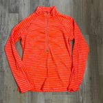 Athleta Women's Bright Orange Striped Jacket W/ Pocket, Thumb Holes Size Medium Photo 9