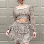 Japna  Circle Skirt Crop Top Leopard Print Coord Set L Photo 5