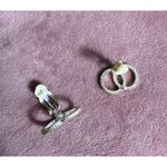 Silver Tone Cubic Zirconia Open Circle Stud Clip On Earrings Costume Jewelry Photo 1