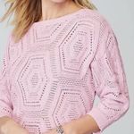 J.JILL Windsor Sweater Open Knit Crochet 3/4 Photo 1