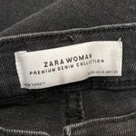 ZARA Woman Premium Denim Collection Black Raw Hem Straight Leg Cropped Jeans 6 Photo 7