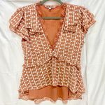 Walter Baker  Carole Empire Waist Ruffle Sleeve Hi-Low Blouse Blush white Women L Photo 1