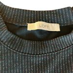 Loft Shimmering Metallic Black Long Sleeve Sweater Dress MIDI Body Con Shimmer Photo 6