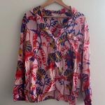 Anthropologie Pink and Red Graphic Button Down Pajama Shirt Photo 0