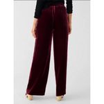 Faherty ππ Vintage Silk Velvet Genevieve Pant Wide Leg Maroon Banner Large NWT Photo 4