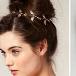 Free People Gold Wire Leaf Elastic Headband Photo 3