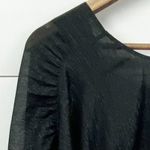 IRO NEW Womens 44 (12) Drinera Puff-Sleeve Crop Top Shimmery Black Front Tie Photo 4