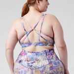Athleta - Solace Bra D-DD Renewed Bloom Chrome Blue Yoga Pilates Barre Workout Photo 0