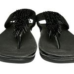 FitFlop Black Beaded Fringe Microwobbleboard Sandals Size 10 Comfort Beach Wedge Photo 1