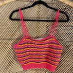 🦋🍭EUC Strriped Knit Crop Tank Top Tie Back Festival Boho Crochet Size L 🩷🧡💜 Multiple Size L Photo 0