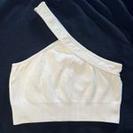 Ivory One Shoulder Ribbed Crop Tank Top Sports Bra Women's Size Medium Photo 0