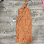 Bardot Womens Orange Slitted Zippered Corset Lace Sleeveless Halter Dress Photo 3